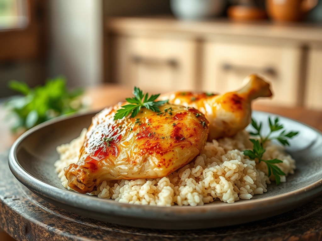 Freshly prepared baked chicken recipes with rice