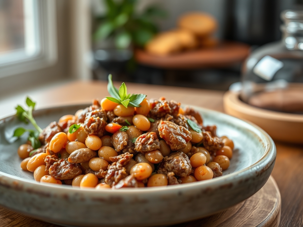 Freshly prepared beans and ground beef recipes