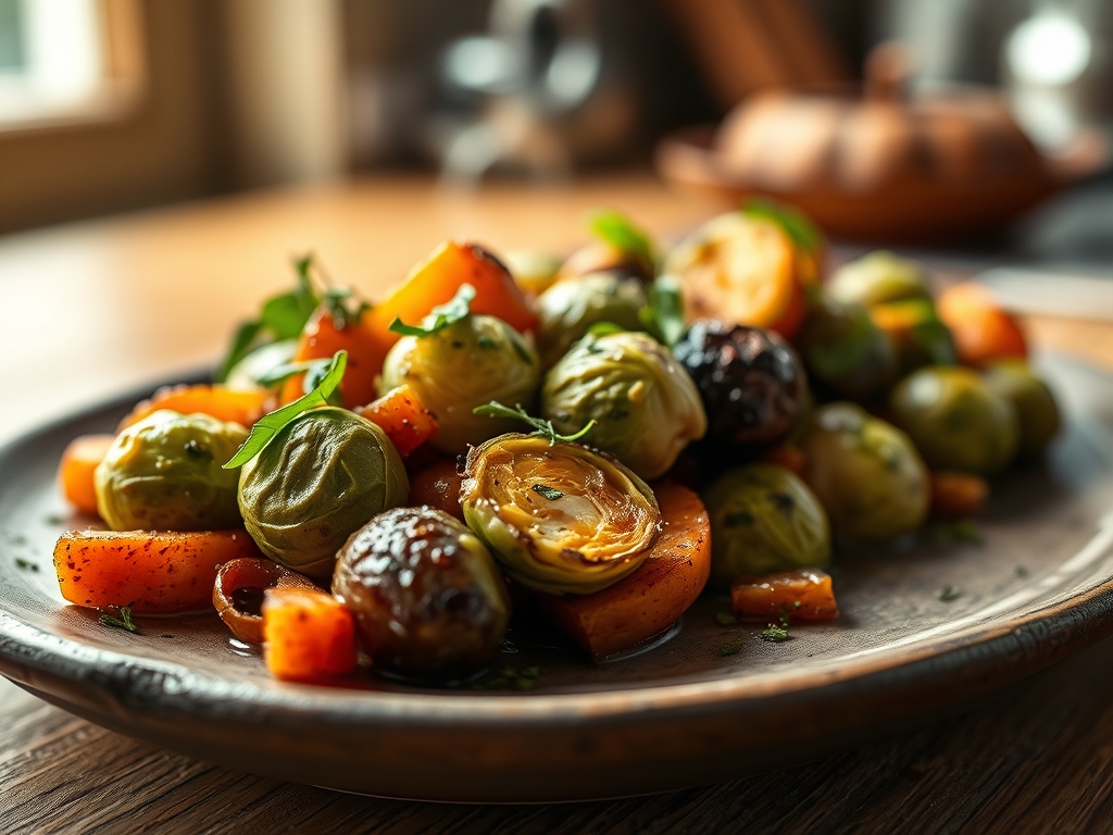Freshly prepared brussels sprouts and sweet potato recipes