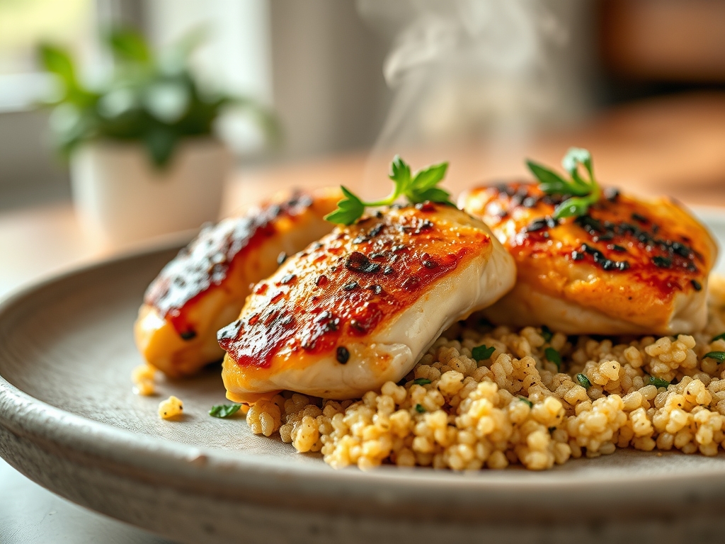 Freshly prepared chicken recipes with quinoa
