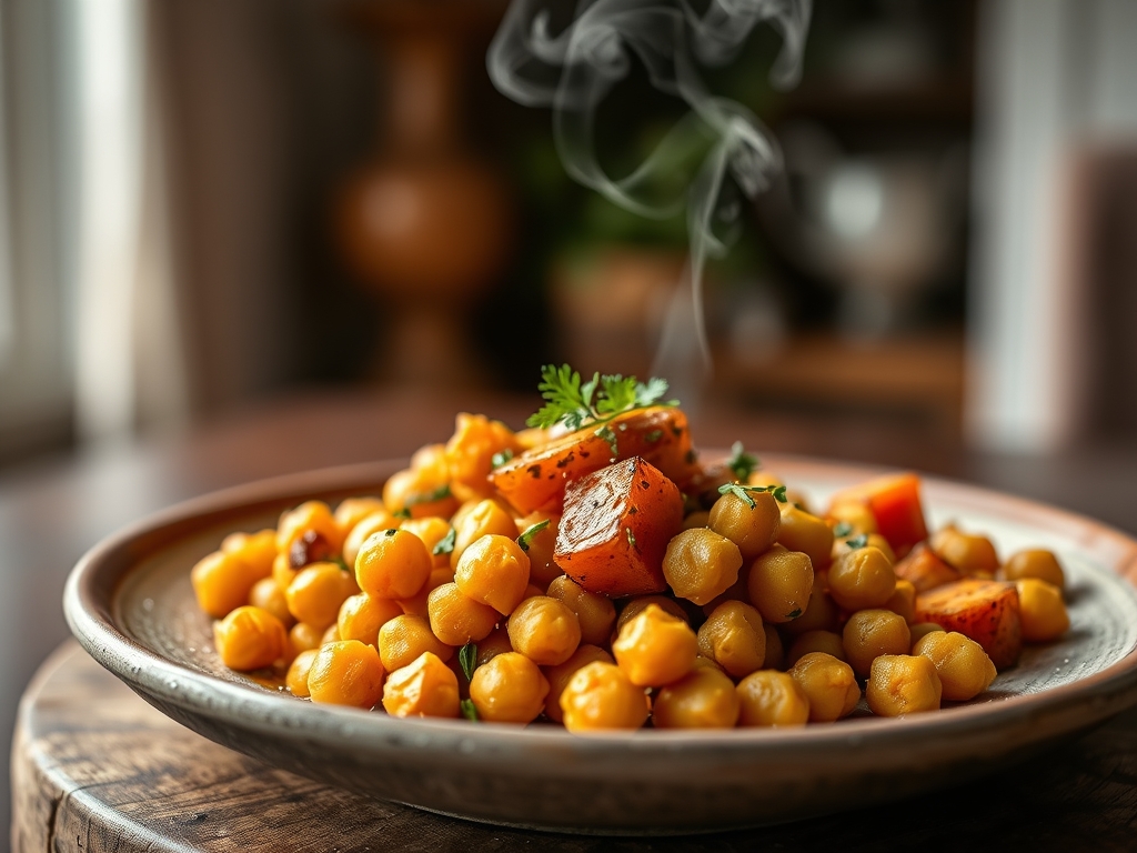 Freshly prepared chickpeas and sweet potato recipes