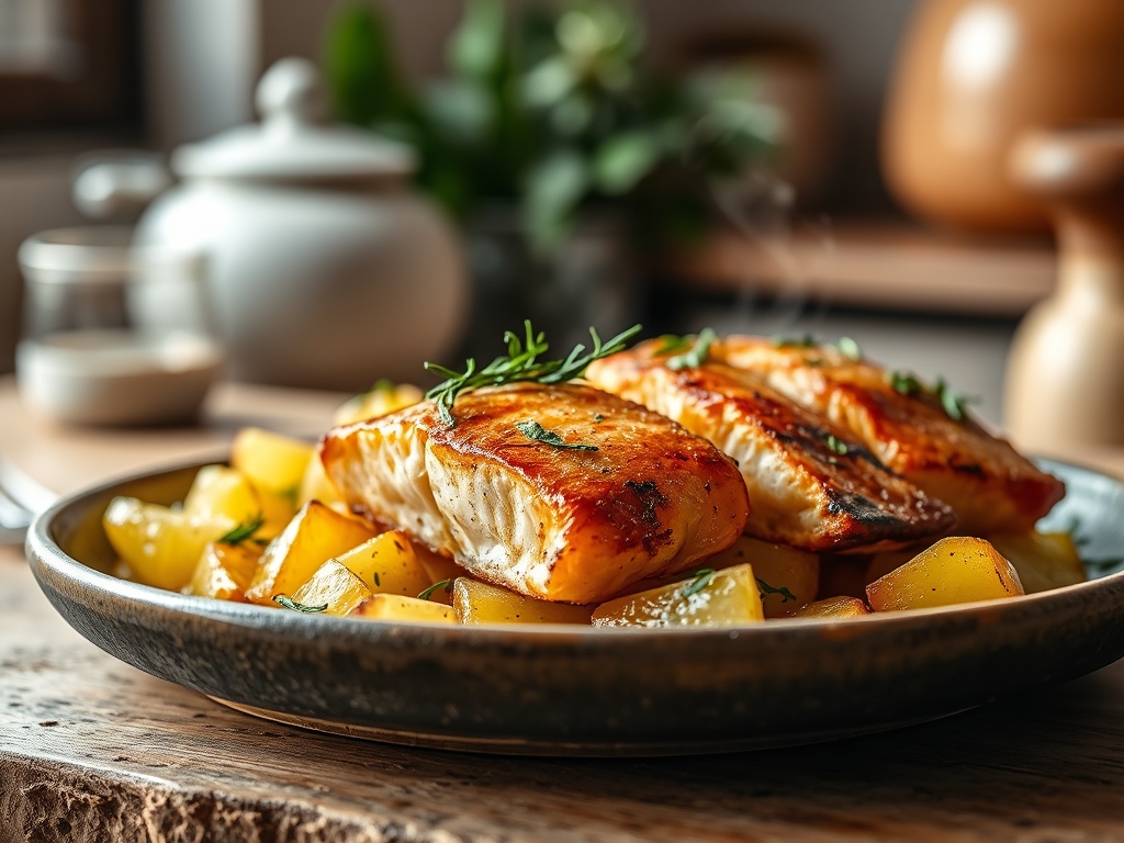 Freshly prepared potato recipes for salmon
