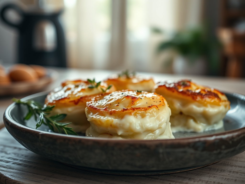 Freshly prepared scalloped potato recipes with cream