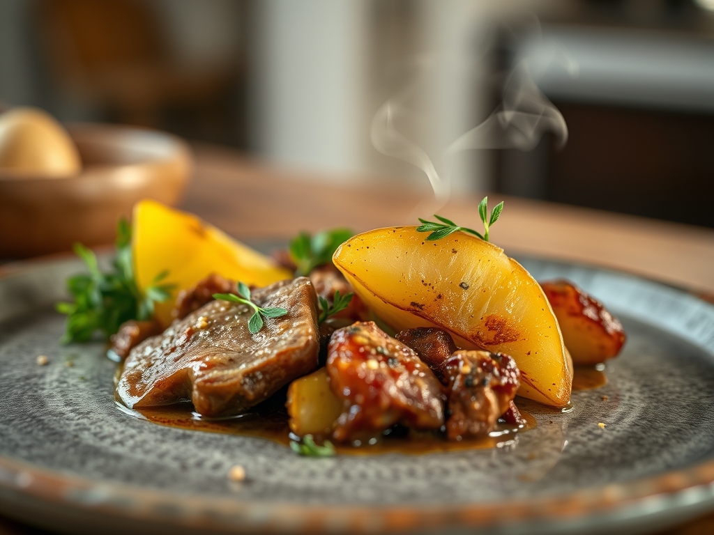 Freshly prepared simple meat and potato recipes