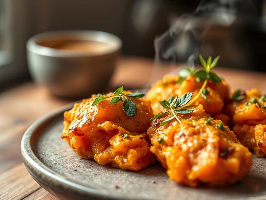 Freshly prepared smashed sweet potato recipes