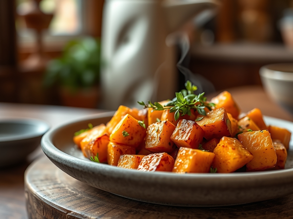 Freshly prepared sweet potato recipes cubed